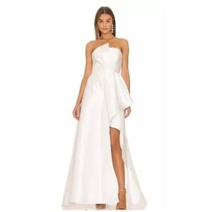 Elliatt White One-Shoulder High-Slit Mini Dress